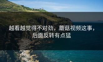 越看越觉得不对劲，蘑菇视频这事，后面反转有点猛