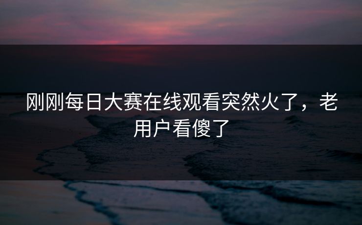 刚刚每日大赛在线观看突然火了，老用户看傻了